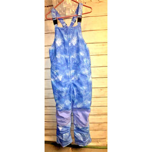 Girls Ski Bibs Lands Ends Size 16H Ski Snowboarding Purple Zip Pockets See Pics